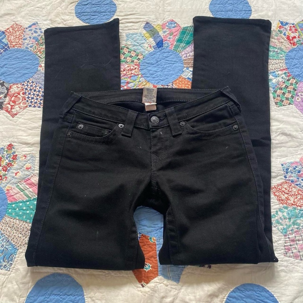 True Religion Y2k 2000s Whimsigoth Fairycore Grunge Black Low Rise Bootcut Jeans